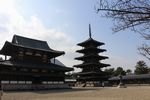 法隆寺の金堂と五重塔